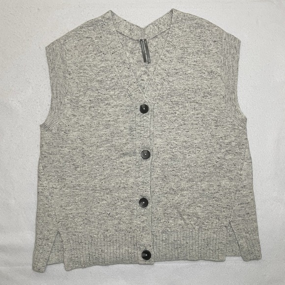 Anthropologie Sweaters - Anthropologie Gray Marled Sweater Vest Women's M Button Front Wool Blend